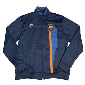 Nike FC Barcelona Track Jacket Mens M Full Zip Y2K 2009 Messi Warm Up Vtg Soccer